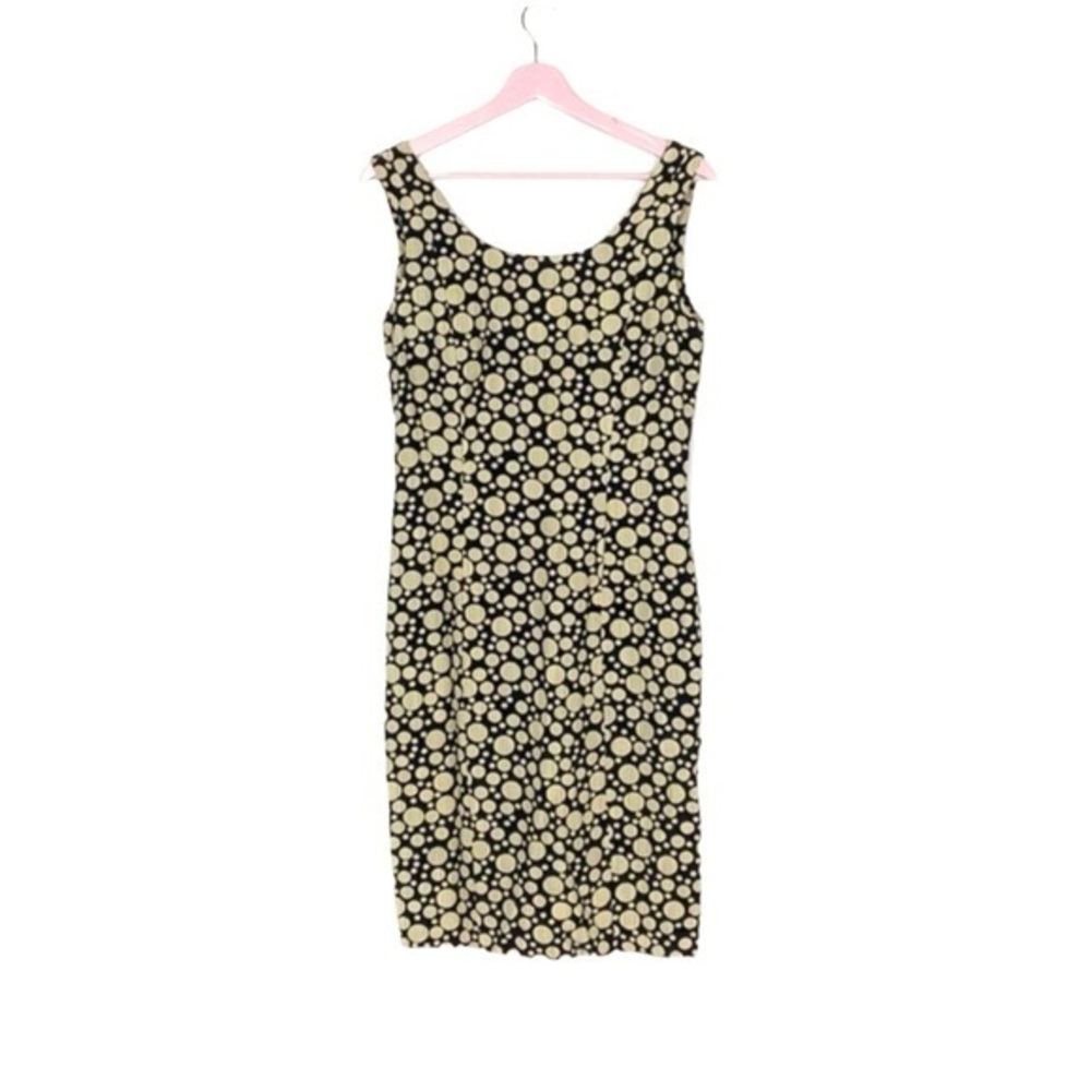 Vintage 90s‎ Navy Blue Polka Dot Sheath Dress Size 4 Sleeveless Minimalist